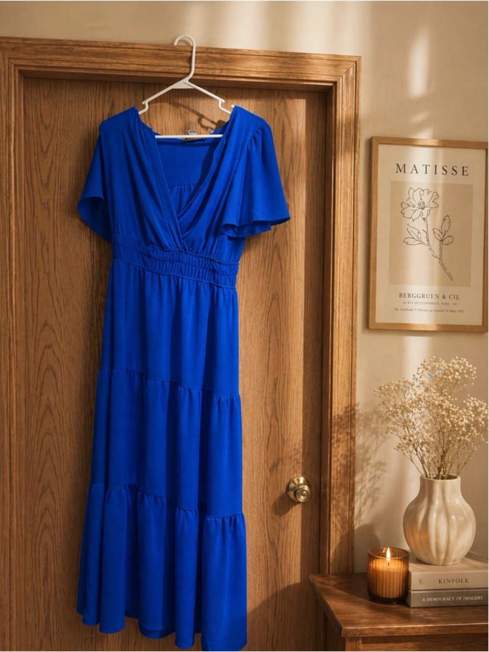 Blue Maxi Dress with Smocked Waist